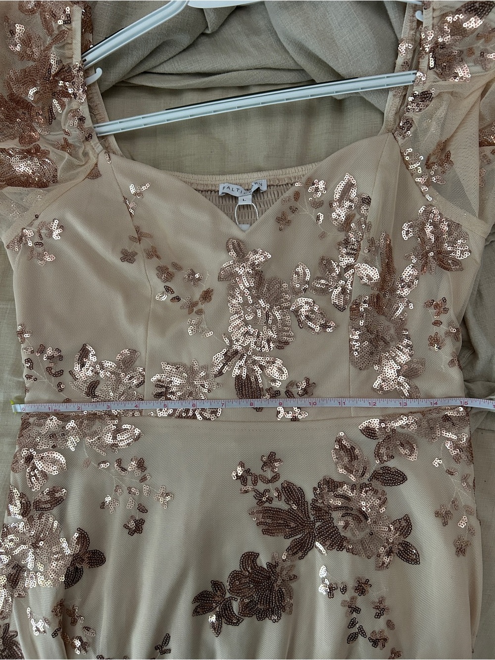 NWT Baltic Born Karina Sequin Maxi Dress Size Large Champagne - Picture 11 of 12